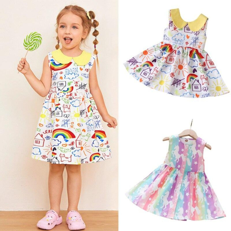 Vest Princess Dresses Baby Girls Sleeveless Unicorn