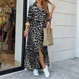 Autumn Long Dress Long Sleeve Shirt Dress Women Denim Long Dresses Pocket Button Shirt Print Dress Casual Loose Dresses 2021