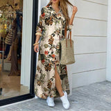 Autumn Long Dress Long Sleeve Shirt Dress Women Denim Long Dresses Pocket Button Shirt Print Dress Casual Loose Dresses 2021