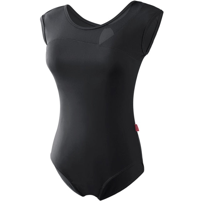 Women Black Mesh Dance Leotards