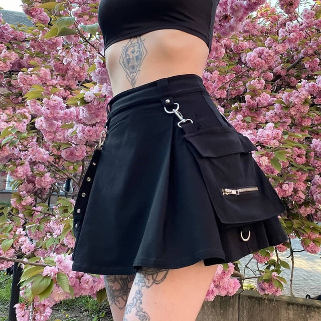 Harajuku Gothic High Waist Patchwork Mini Skirt