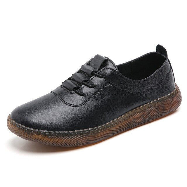 AARDIMI Women Ballet Flat Sport Shoes for Ladies Genuine Leather Flats Female Casual Loafers Shoes Woman Winter Warm Footwear