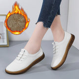 AARDIMI Women Ballet Flat Sport Shoes for Ladies Genuine Leather Flats Female Casual Loafers Shoes Woman Winter Warm Footwear