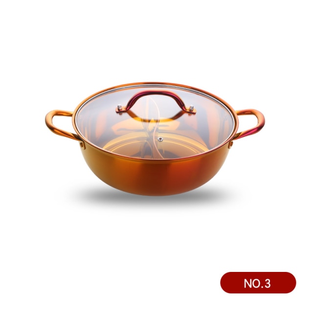 2 In 1 Stainless Steel Gold Color Hot Pot