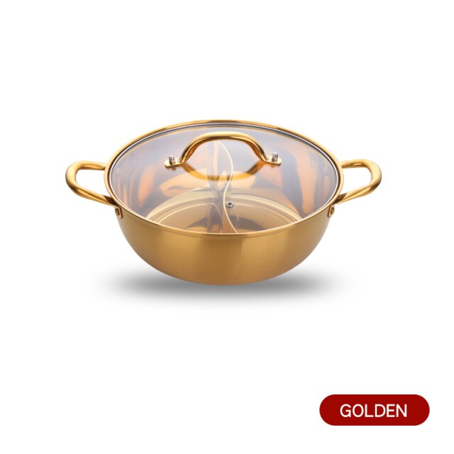 2 In 1 Stainless Steel Gold Color Hot Pot