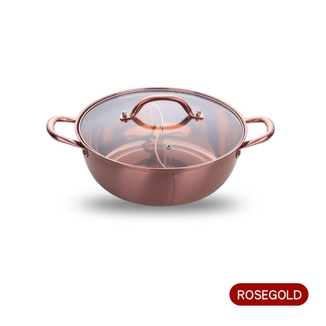 2 In 1 Stainless Steel Gold Color Hot Pot