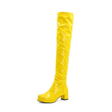 Long Boots Leather Mid Heels Shoes