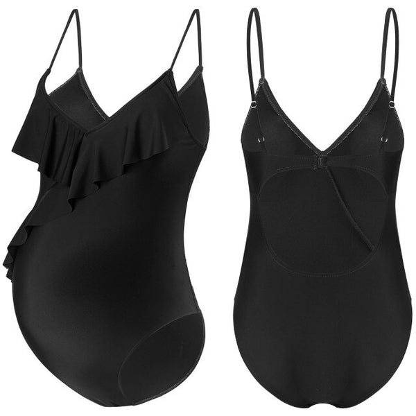 Ruffle Flounce V Neck Halter Pregnancy Swimsuit