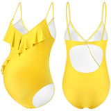 Ruffle Flounce V Neck Halter Pregnancy Swimsuit