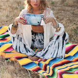 Boho Ethnic Style Throw Rug Mexican Style Blankets