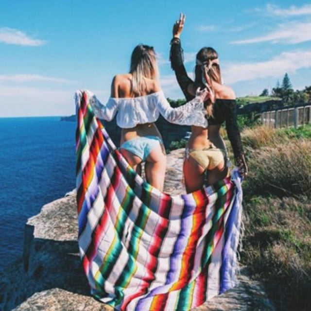 Boho Ethnic Style Throw Rug Mexican Style Blankets