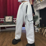Cargo Pants Women Chain White Wide Leg