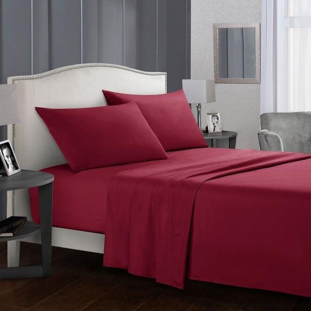 Solid color Bed sheet sets Flat Sheet+Fitted Sheet+Pillowcase