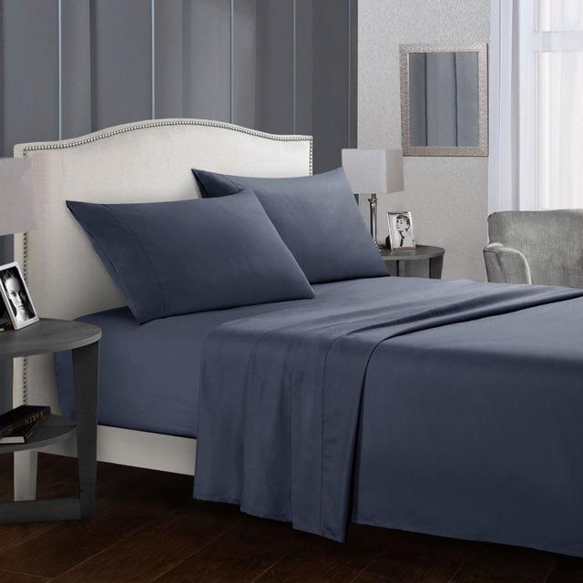Solid color Bed sheet sets Flat Sheet+Fitted Sheet+Pillowcase