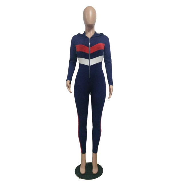 Zipper Hooded Rompers Jumpsuits for Women