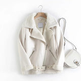 Fitaylor Winter Women Faux Lamb Leather Jacket