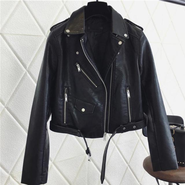 FTLZZ New Women Pu Leather Jacket