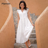 Long Simple Casual Solid Hollow Cotton Dress