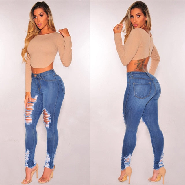Jean Jacket Women Denim Jackets Blue Jean Jacket Hot Tassel Ripped Denim Jacket Women Hole New Fashion Denim Blue Long Coat