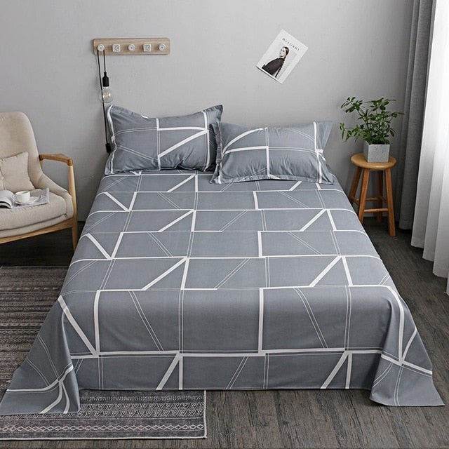 WOSTAR Geometry printed bed sheet set and pillowcase summer super soft