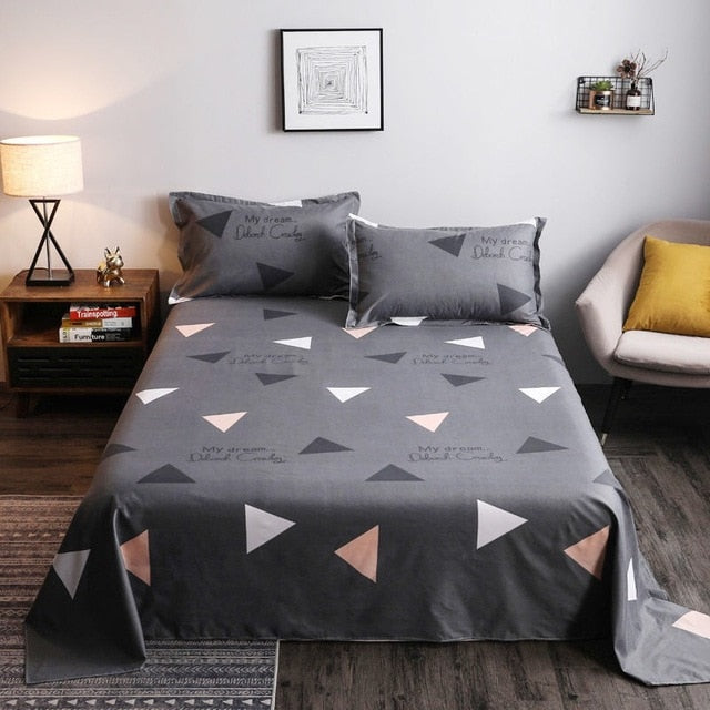 WOSTAR Geometry printed bed sheet set and pillowcase summer super soft