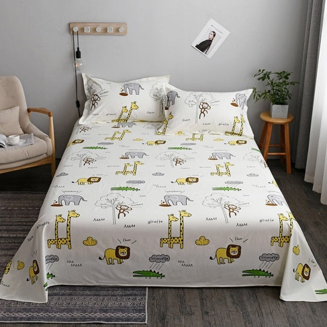 WOSTAR Geometry printed bed sheet set and pillowcase summer super soft