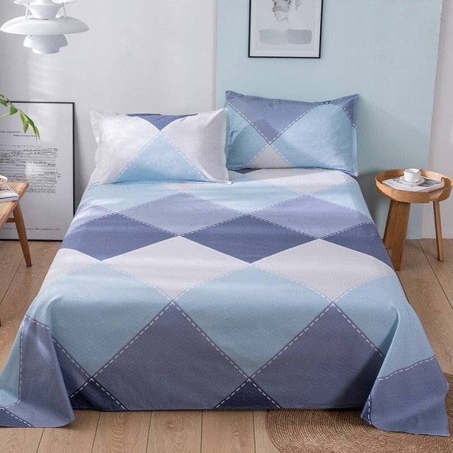 WOSTAR Geometry printed bed sheet set and pillowcase summer super soft