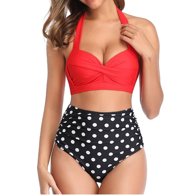 Halter Sexy Bikini Set Polka Dot Female Swimwear