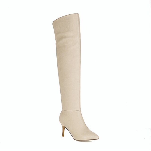 Heels Pointed Toe Knee Boots