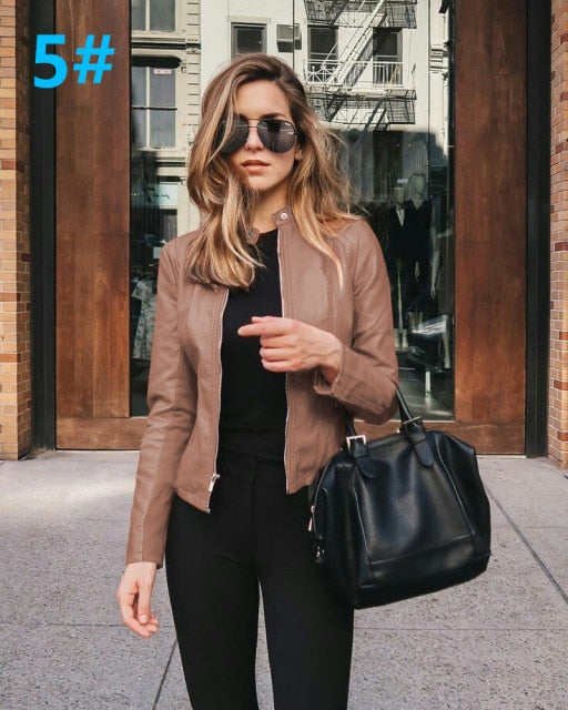 Jacket Women Coat Jackets PU Leather Long Sleeve Coat