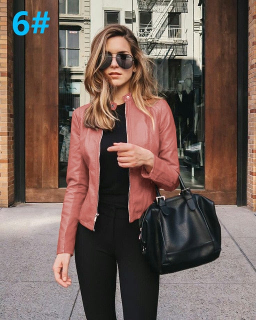 Jacket Women Coat Jackets PU Leather Long Sleeve Coat