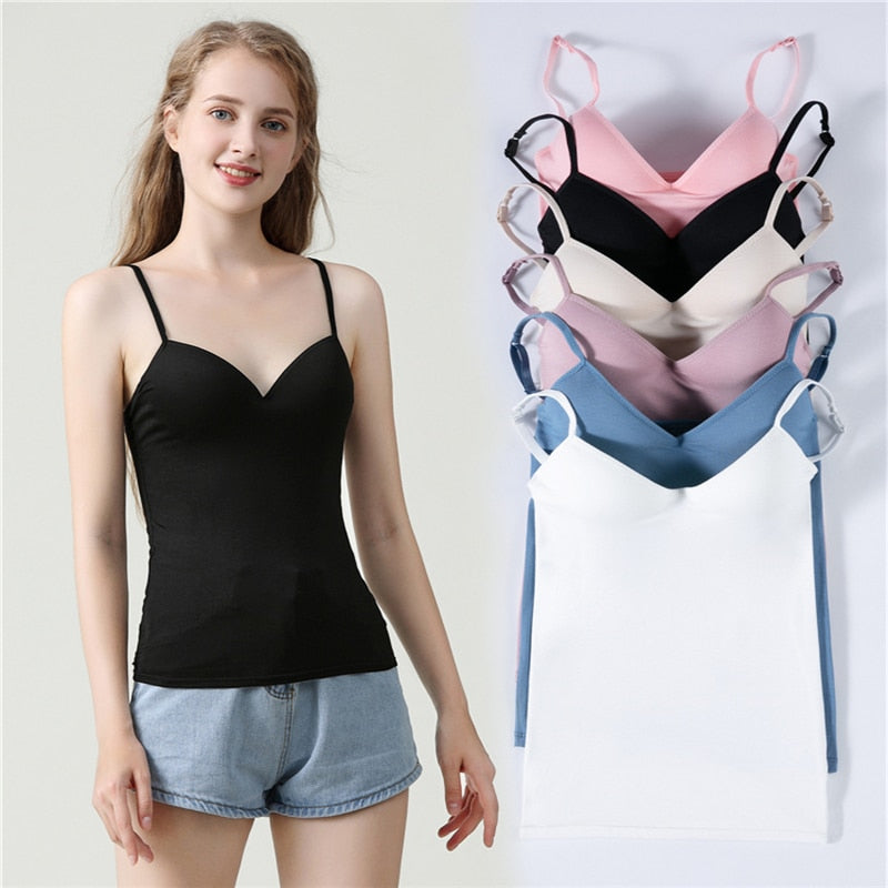 Modal Spaghetti Solid Cami Vest Tank Top