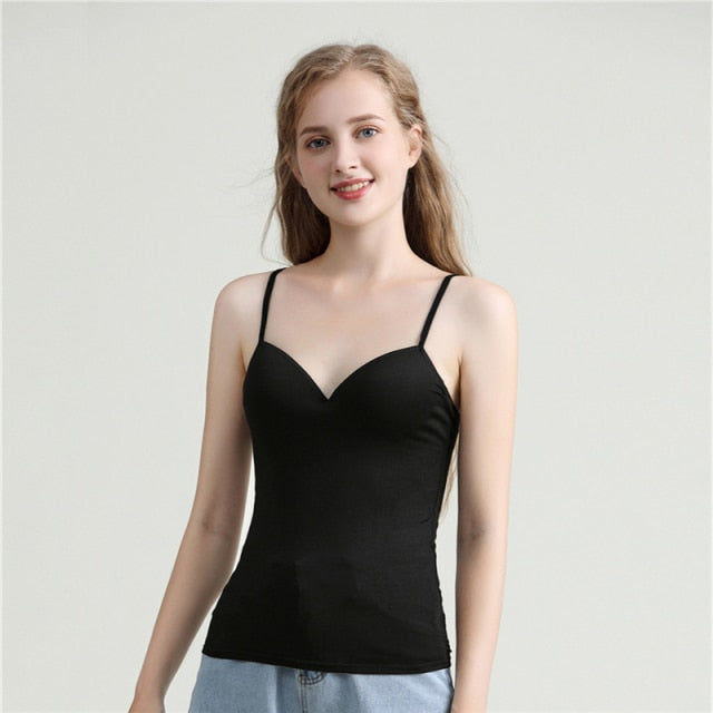 Modal Spaghetti Solid Cami Vest Tank Top