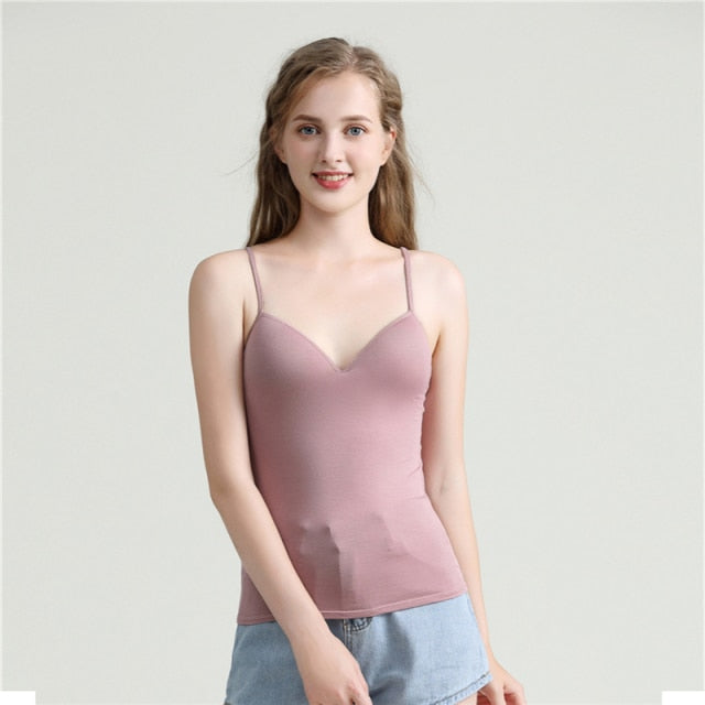 Modal Spaghetti Solid Cami Vest Tank Top