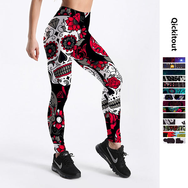 Cartoon Ice Cream Horse Skull Digital Printed Legging