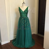 Beading Prom Dresses 2021 Plus Size Pink High Split Tulle Sweep Train Sleeveless Evening Gown A-line Lace Up Backless Vestido De