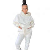 2020 Winter Two Piece Set Women Fleece Long Sleeve Top Hoodie Sweatshirts Sweatpants Pants Jogging Femme Hoodies Tracksuits
