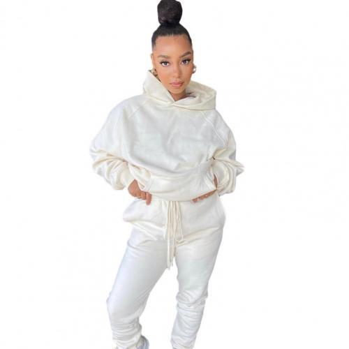 2020 Winter Two Piece Set Women Fleece Long Sleeve Top Hoodie Sweatshirts Sweatpants Pants Jogging Femme Hoodies Tracksuits