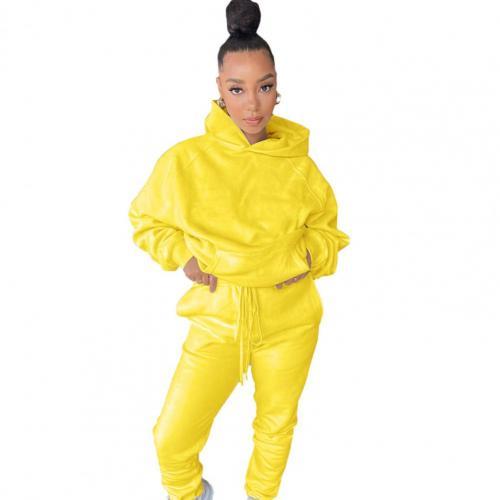 2020 Winter Two Piece Set Women Fleece Long Sleeve Top Hoodie Sweatshirts Sweatpants Pants Jogging Femme Hoodies Tracksuits