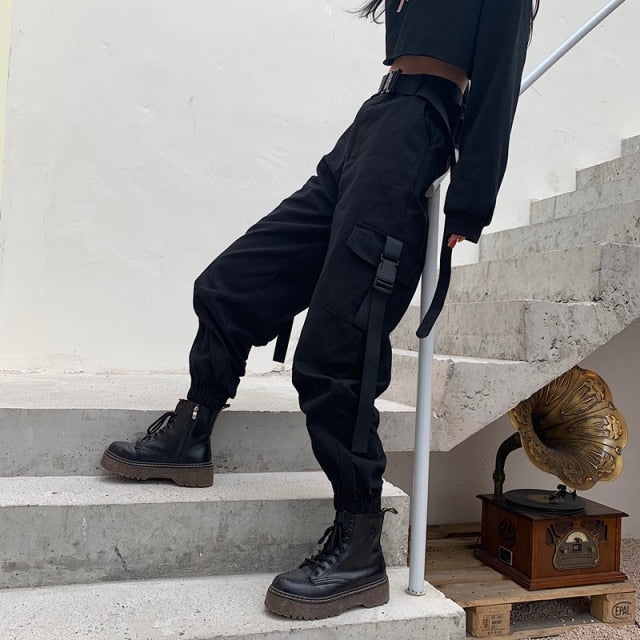 Big Pockets Cargo Elastic High Waist Pants