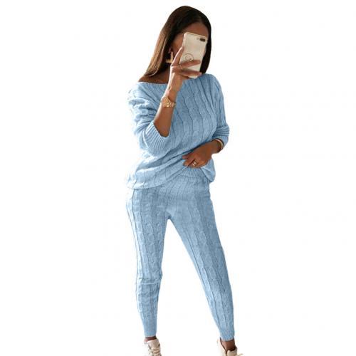 Women Knitted Lounge Wear Crop Top Suit