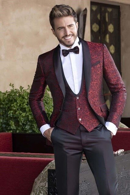 One Button Groomsmen Notch Lapel Groom Tuxedos