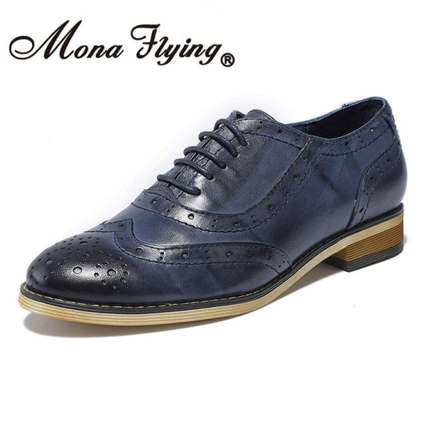 Leather Oxfords Shoes Stylish Perforated Wingtips