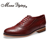 Leather Oxfords Shoes Stylish Perforated Wingtips