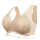 Front Closure Wireless Gather Bralette Push Up And Lace Bras