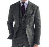 Men‘s 3 Pieces Green Wool Retro Suits