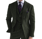 Men‘s 3 Pieces Green Wool Retro Suits