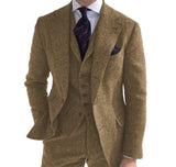 Men‘s 3 Pieces Green Wool Retro Suits