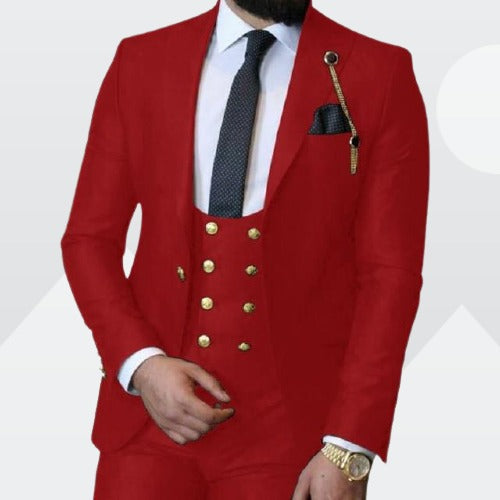 Wine Red Peaked Lapel Wedding Suit