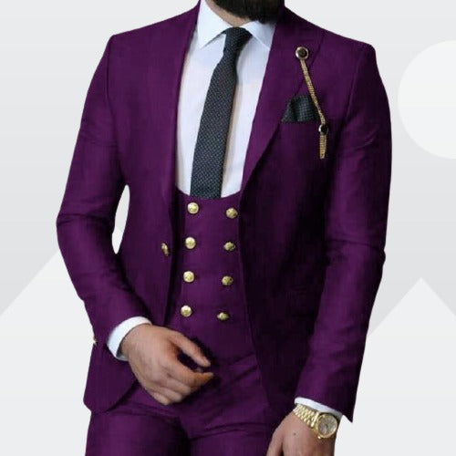 Wine Red Peaked Lapel Wedding Suit